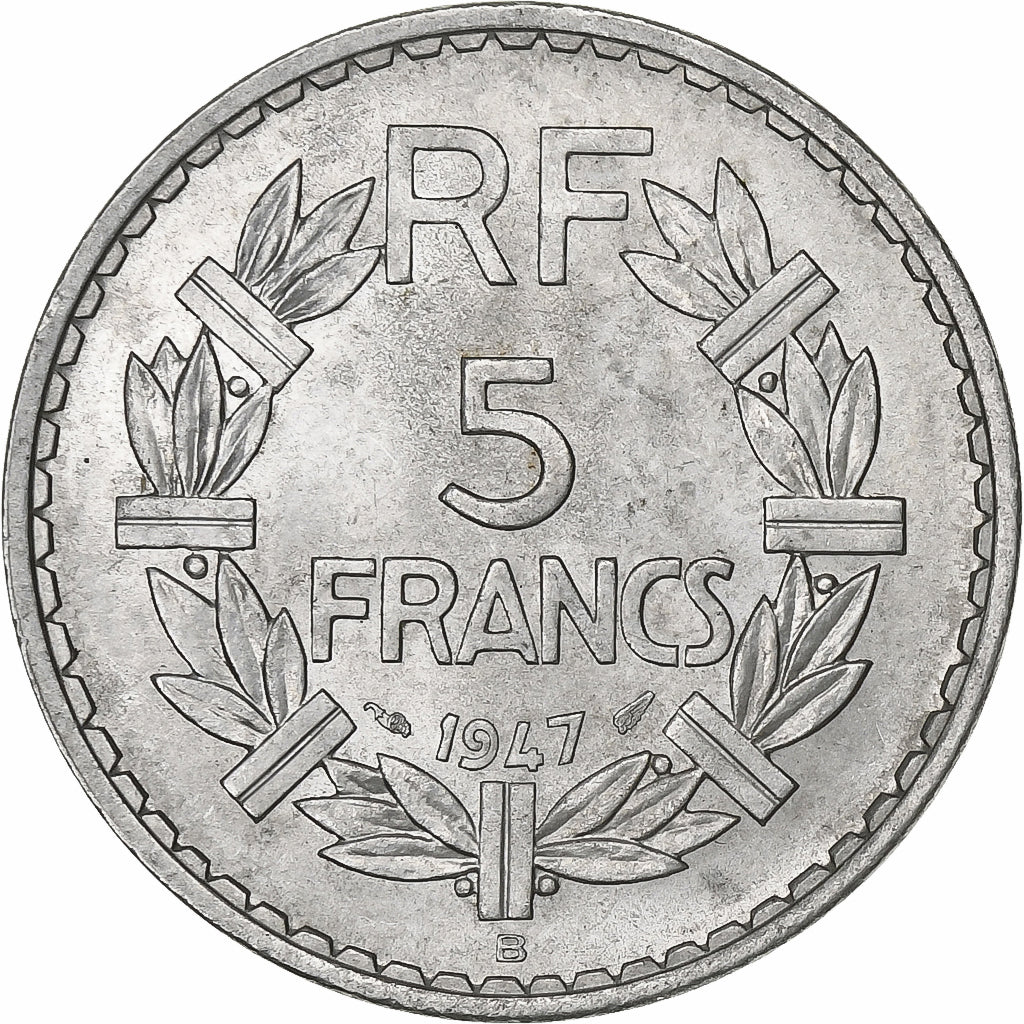 Frankreich, 5 Francs, Lavrillier, 1947, Beaumont - Le Roger, Aluminium, SS+