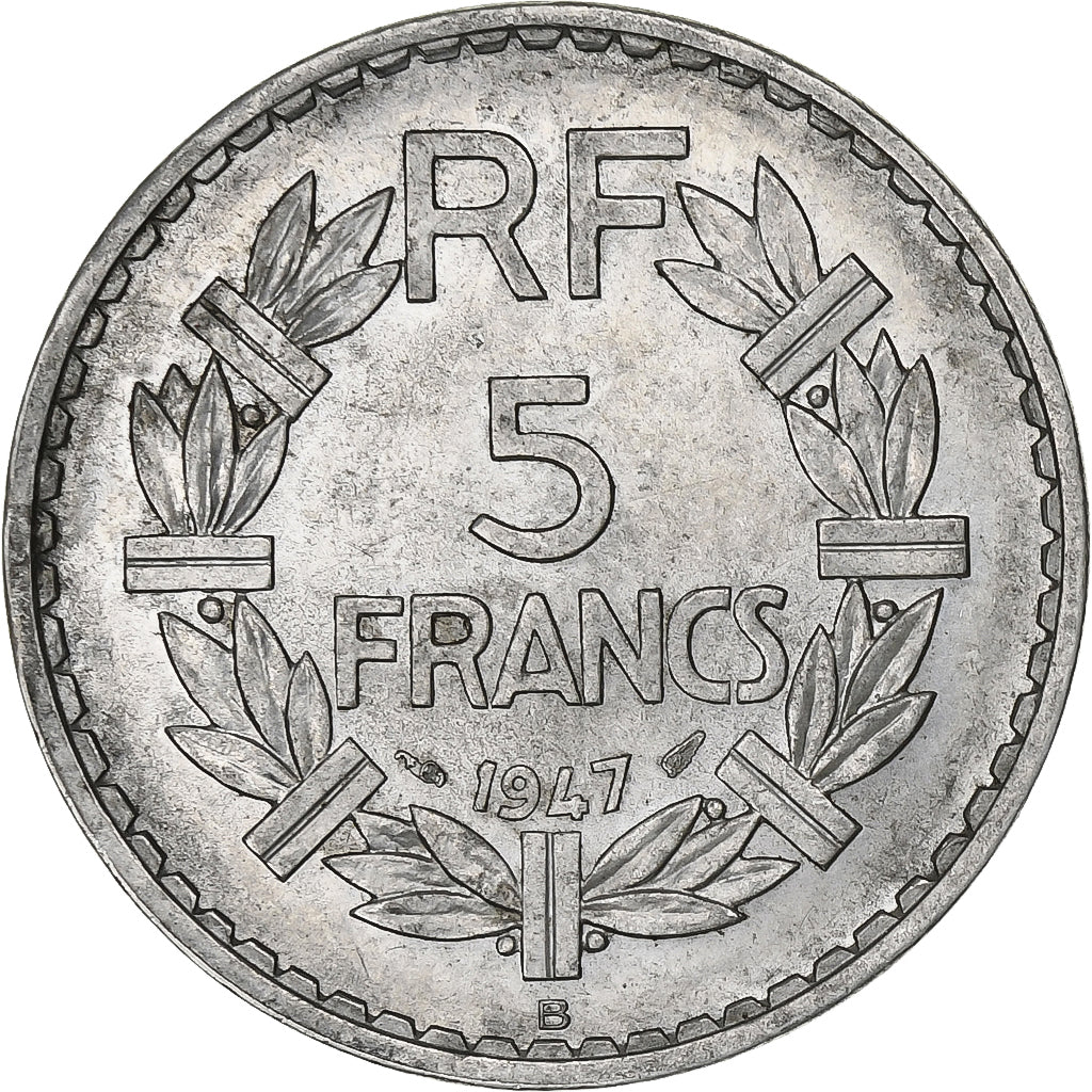 Frankreich, 5 Francs, Lavrillier, 1947, Beaumont - Le Roger, Aluminium, S+