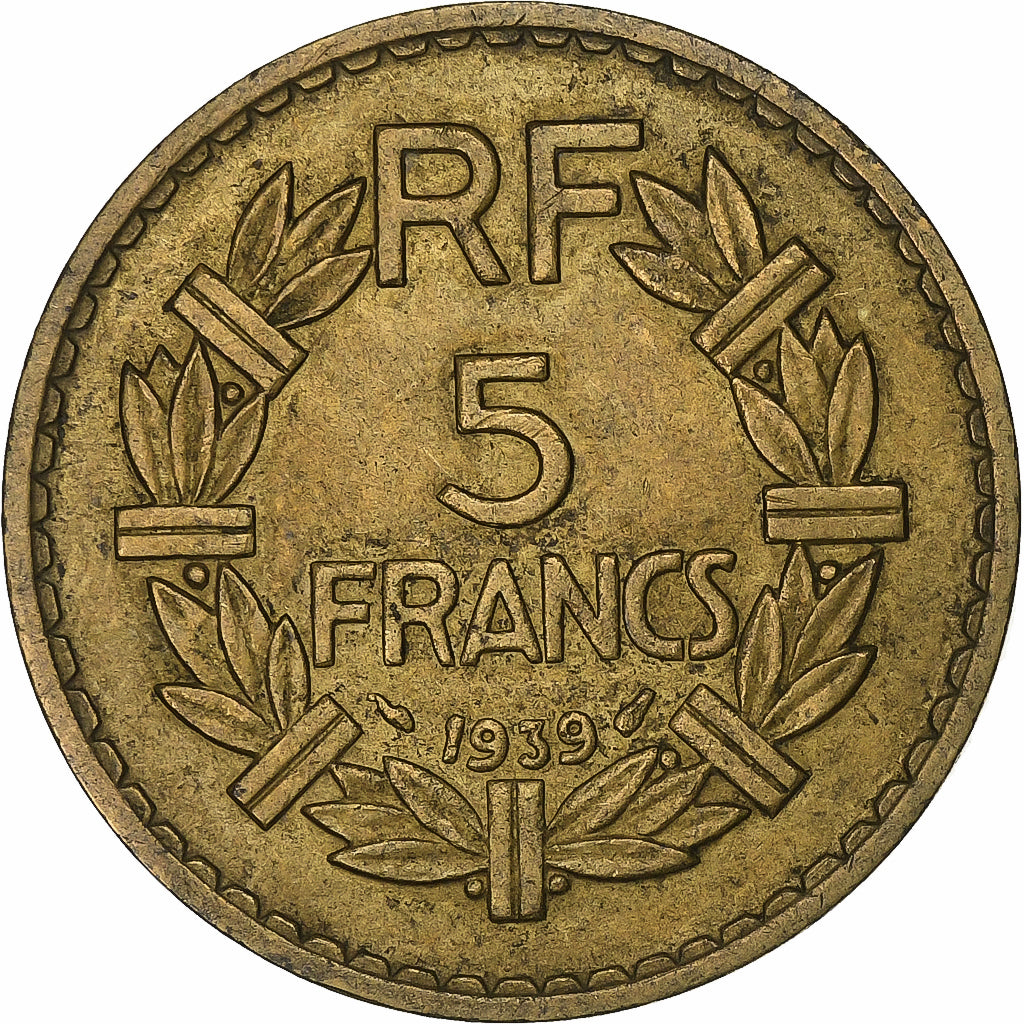 Francia, 5 Francs, Lavrillier, 1939, Alluminio-bronzo, BB, KM:888a.1