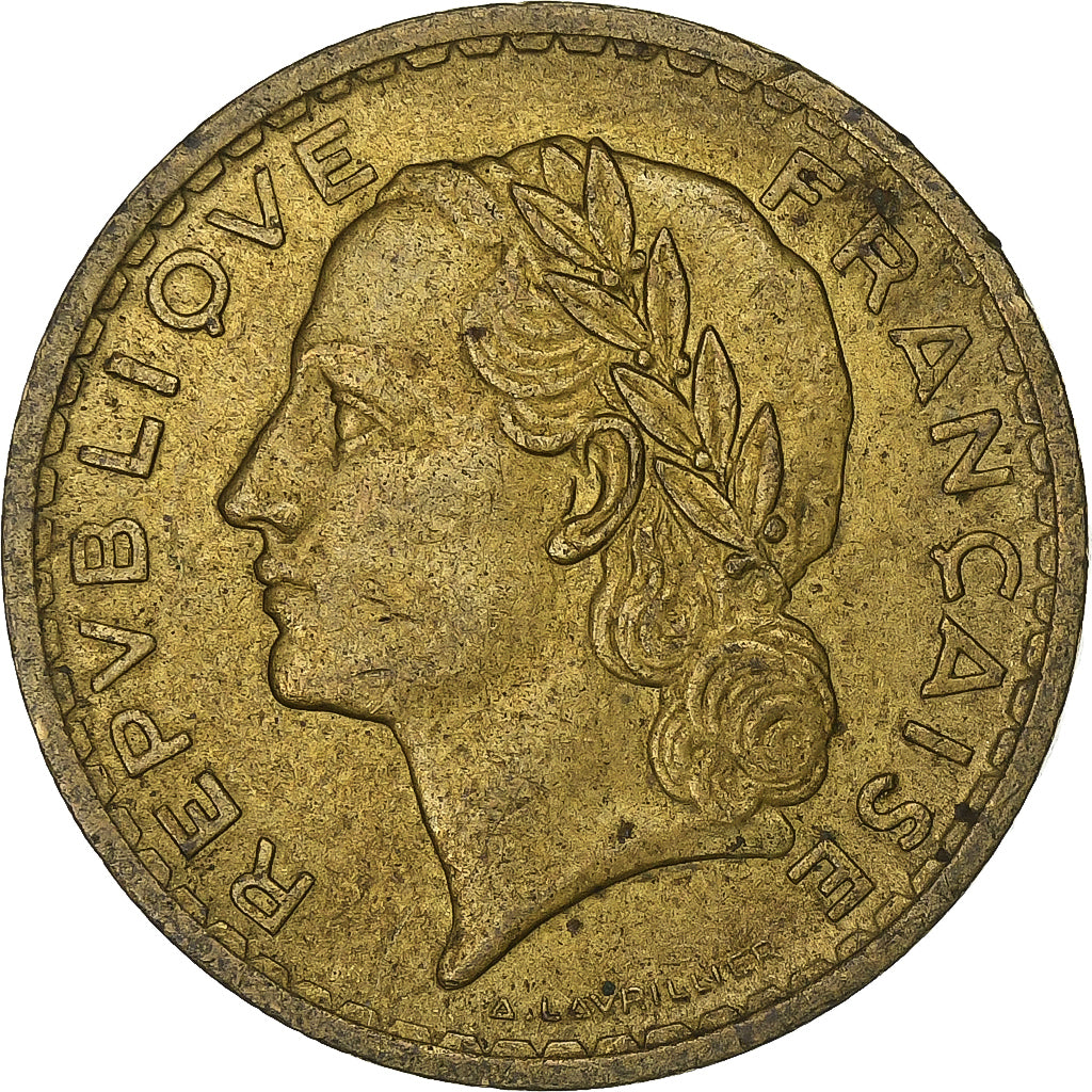 Frankreich, 5 Francs, Lavrillier, 1939, Aluminum-Bronze, SS, KM:888a.1