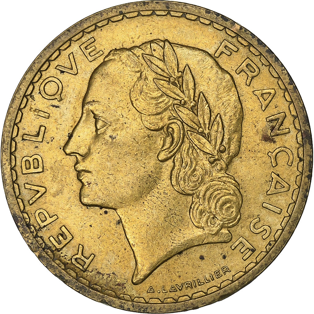 France, 5 Francs, Lavrillier, 1939, Aluminum-Bronze, AU(50-53), KM:888a.1