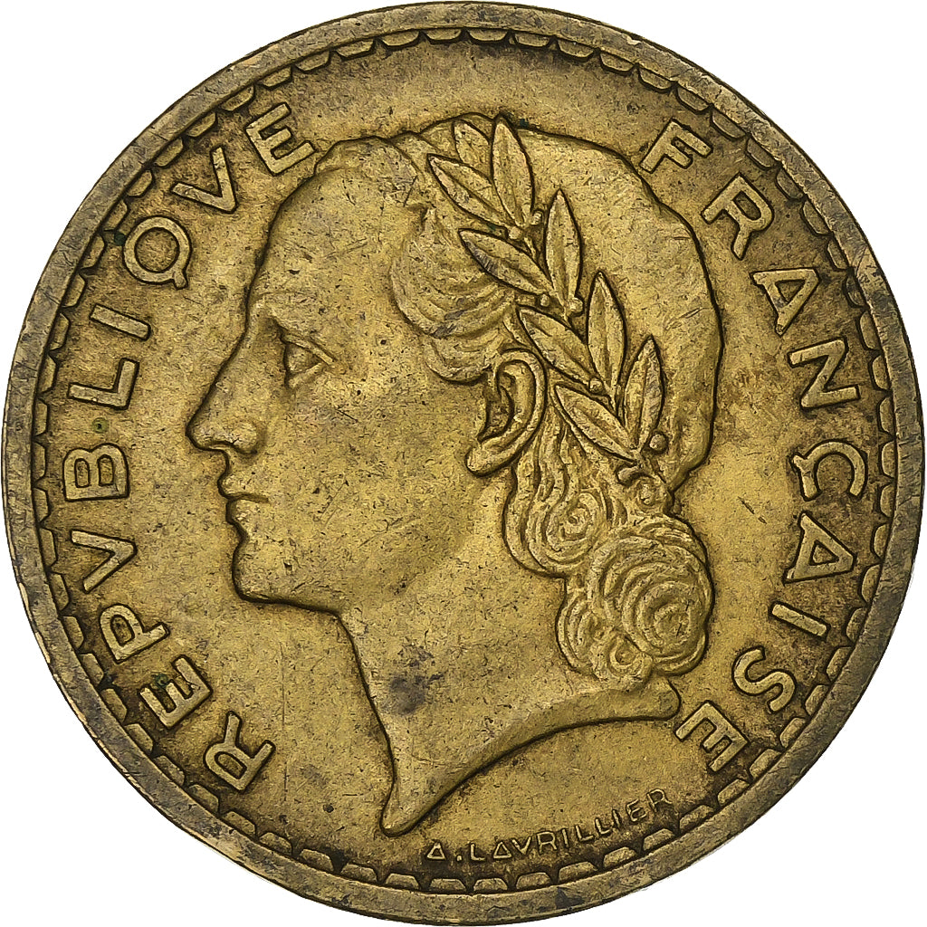Frankrijk, 5 Francs, Lavrillier, 1939, Aluminum-Bronze, FR+, KM:888a.1