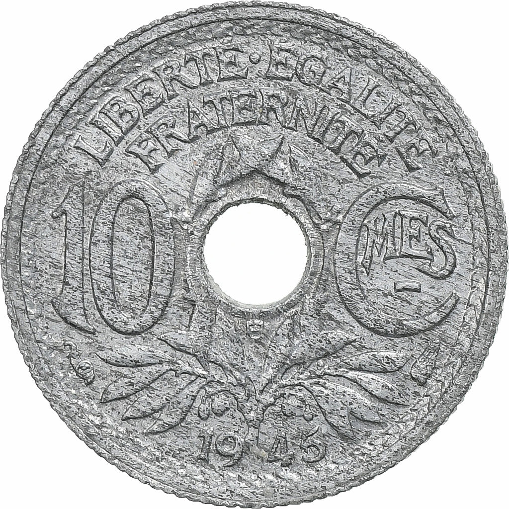 Frankrijk, 10 Centimes, Lindauer, 1945, Beaumont - Le Roger, Zinc, ZF, KM:906.2