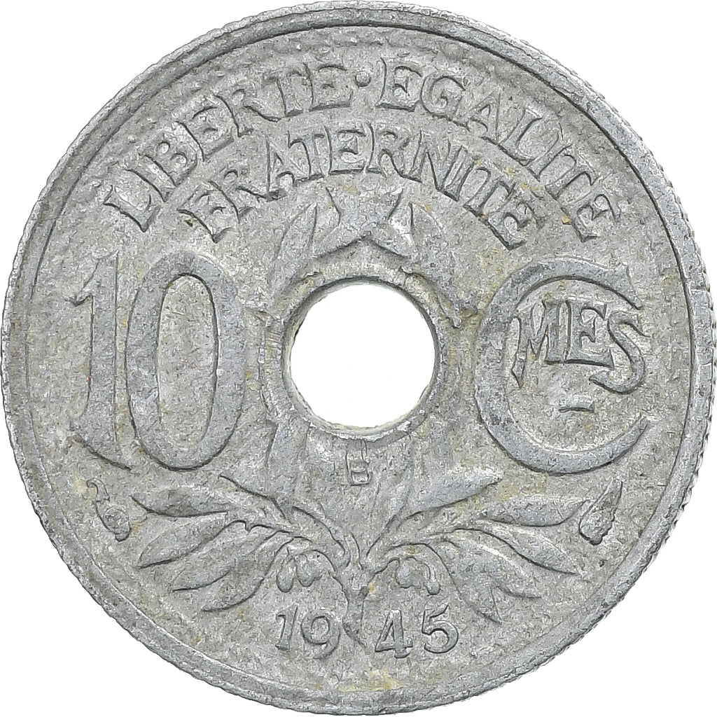 Francja, 10 Centimes, Lindauer, 1945, Beaumont - Le Roger, Cynk, VF(30-35)
