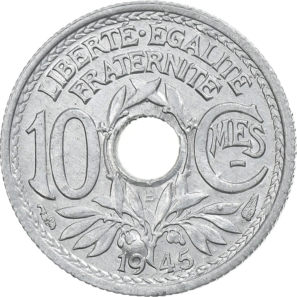 Francja, 10 Centimes, Lindauer, 1945, Beaumont - Le Roger, Cynk, EF(40-45)