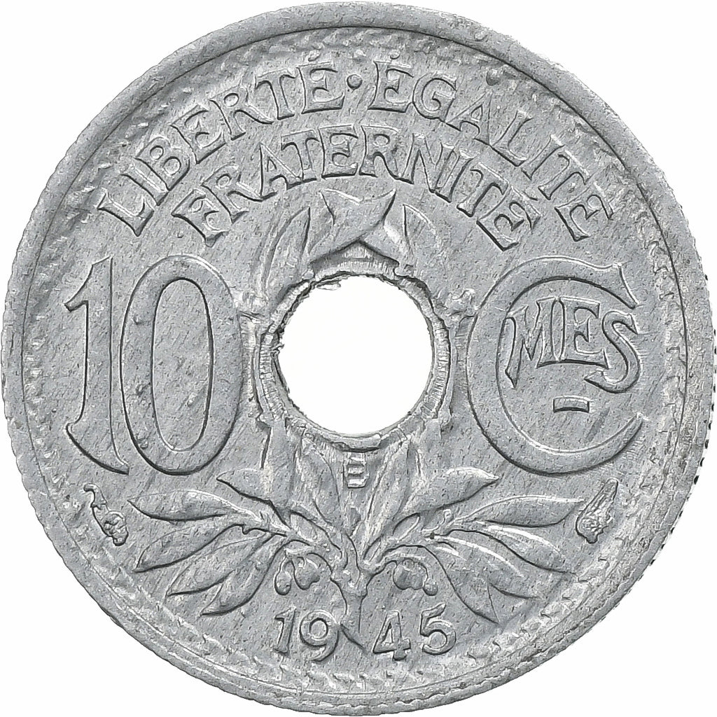 França, 10 Centimes, Lindauer, 1945, Beaumont - Le Roger, Zinco, EF(40-45)
