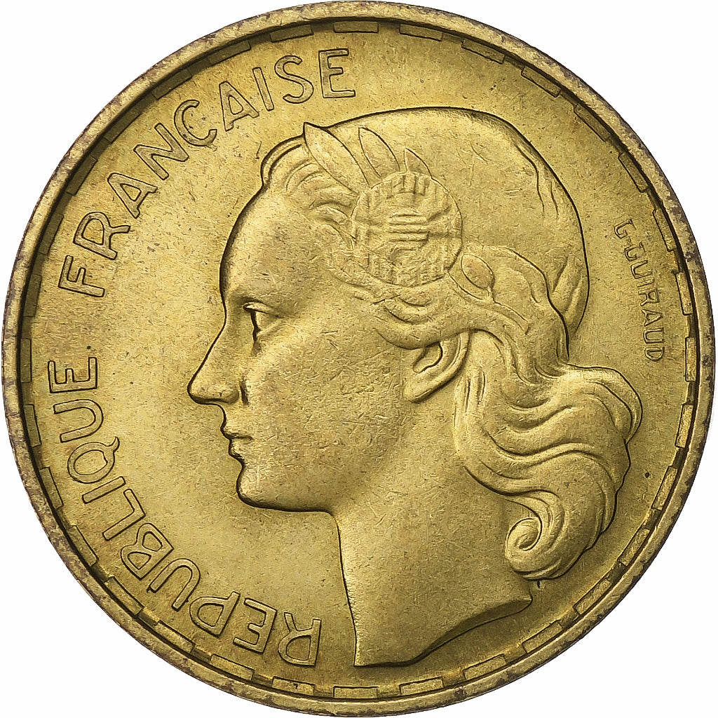 Frankreich, 20 Francs, Guiraud, 1953, Paris, Aluminum-Bronze, SS+, KM:917.1