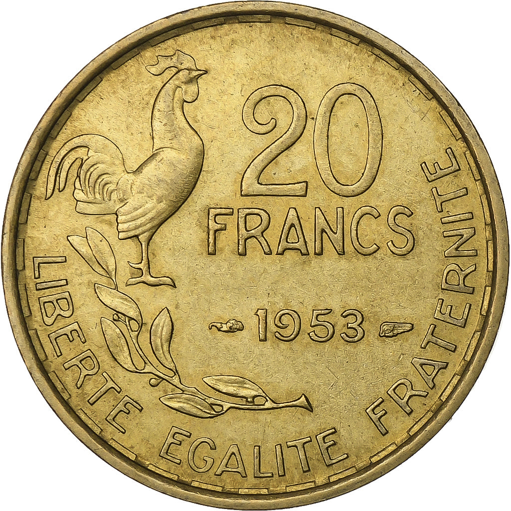 Frankrijk, 20 Francs, Guiraud, 1953, Paris, Aluminum-Bronze, PR, KM:917.1