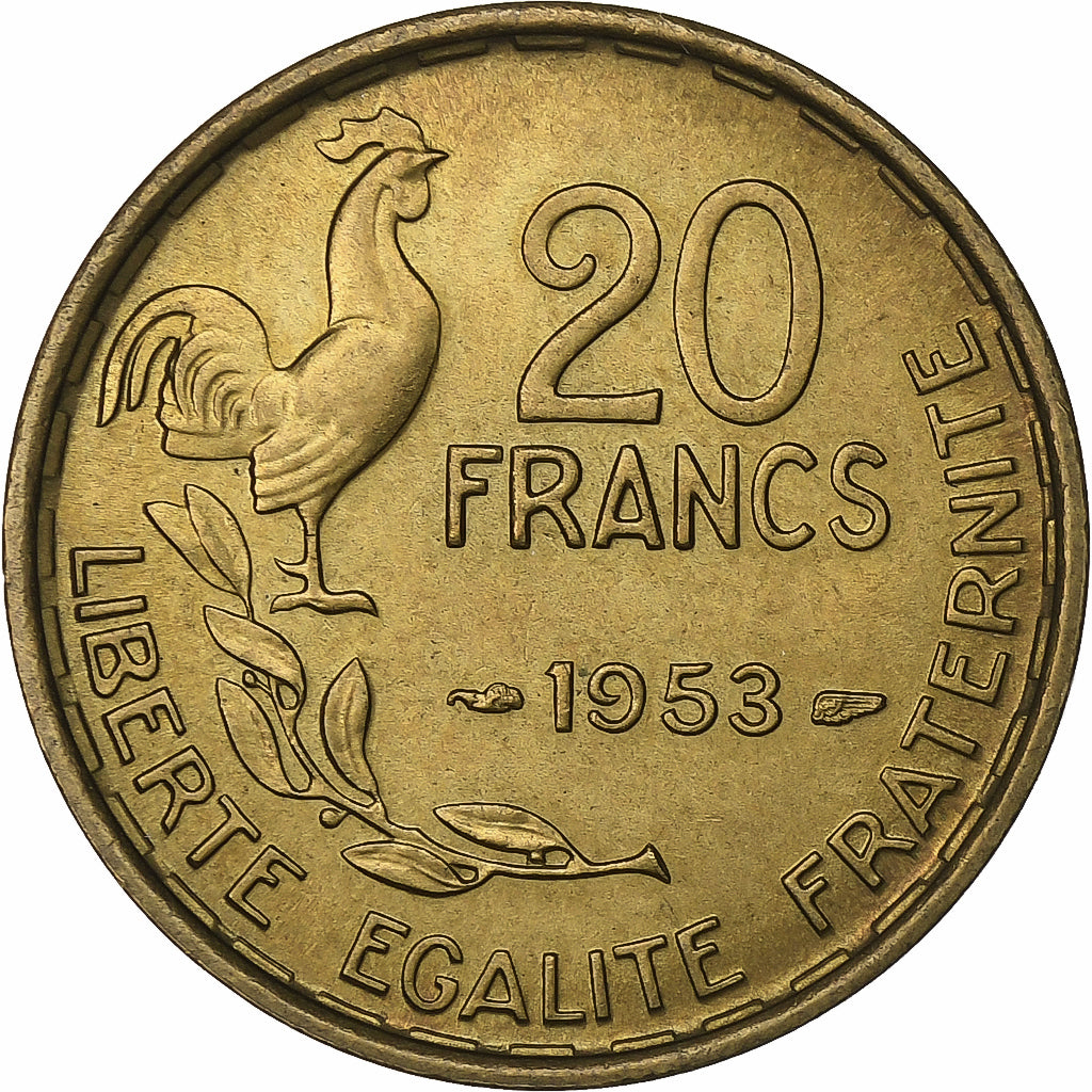 Frankreich, 20 Francs, Guiraud, 1953, Paris, Aluminum-Bronze, UNZ, KM:917.1
