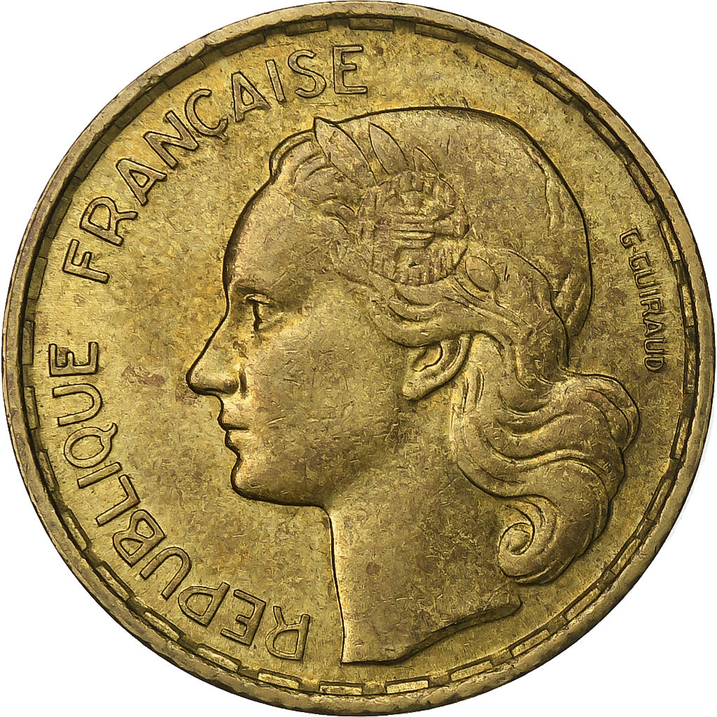 Frankreich, 20 Francs, Guiraud, 1951, Paris, Aluminum-Bronze, SS+, KM:917.1