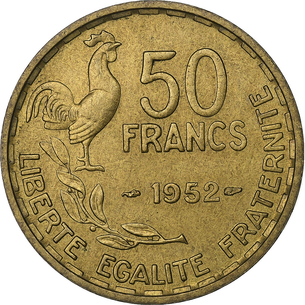 Francia, 50 Francs, Guiraud, 1952, Paris, Alluminio-bronzo, SPL-, KM:918.1