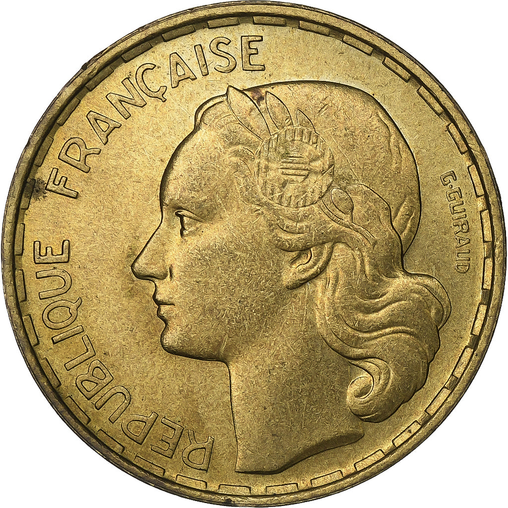 France, 50 Francs, Guiraud, 1953, Beaumont - Le Roger, Aluminum-Bronze, MS(64)