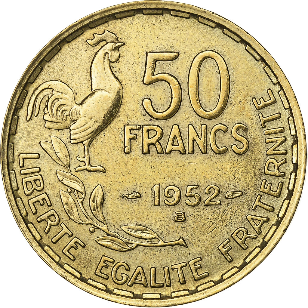 France, 50 Francs, Guiraud, 1952, Beaumont - Le Roger, Aluminum-Bronze