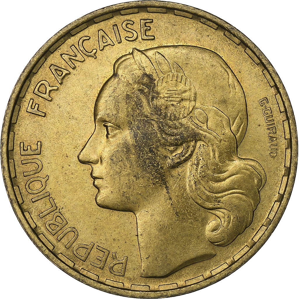 France, 50 Francs, Guiraud, 1953, Paris, Aluminum-Bronze, EF(40-45), KM:918.1