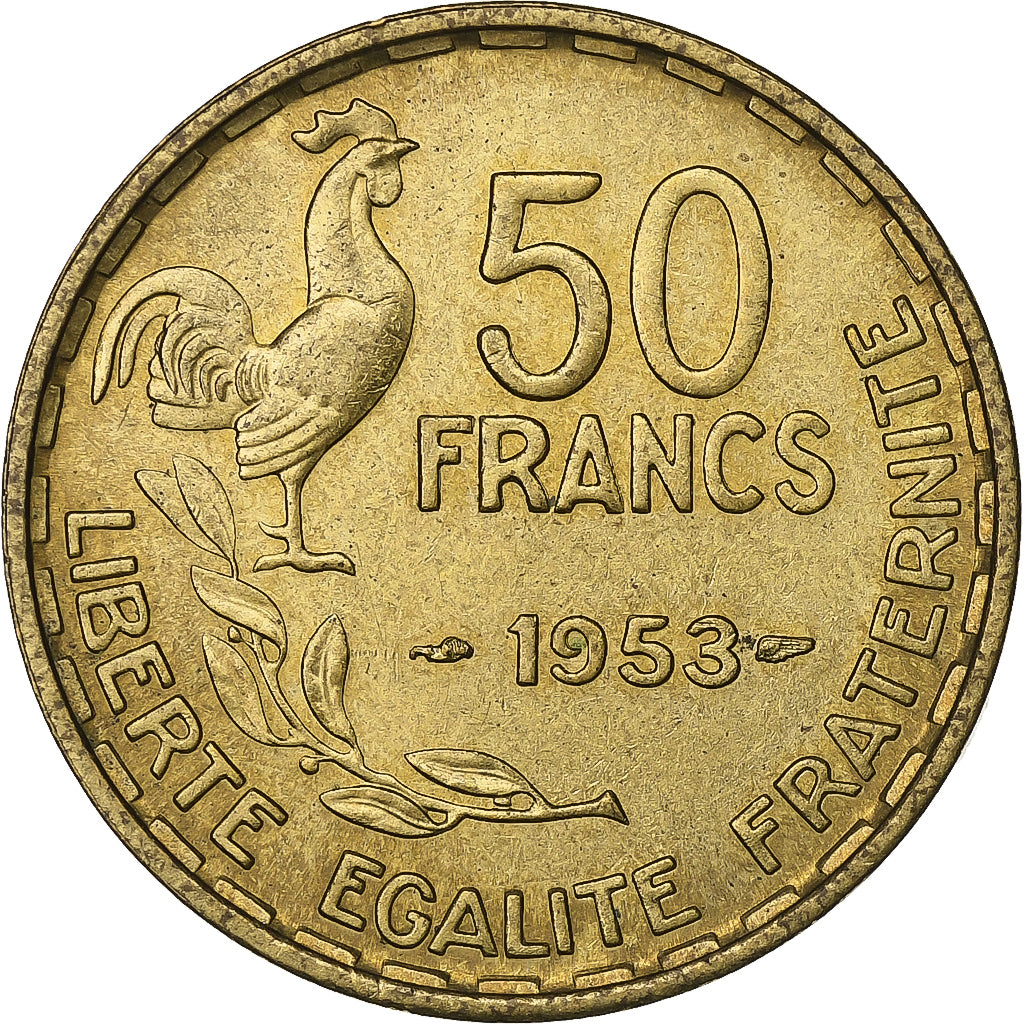 Francia, 50 Francs, Guiraud, 1953, Paris, Aluminio - bronce, EBC, KM:918.1