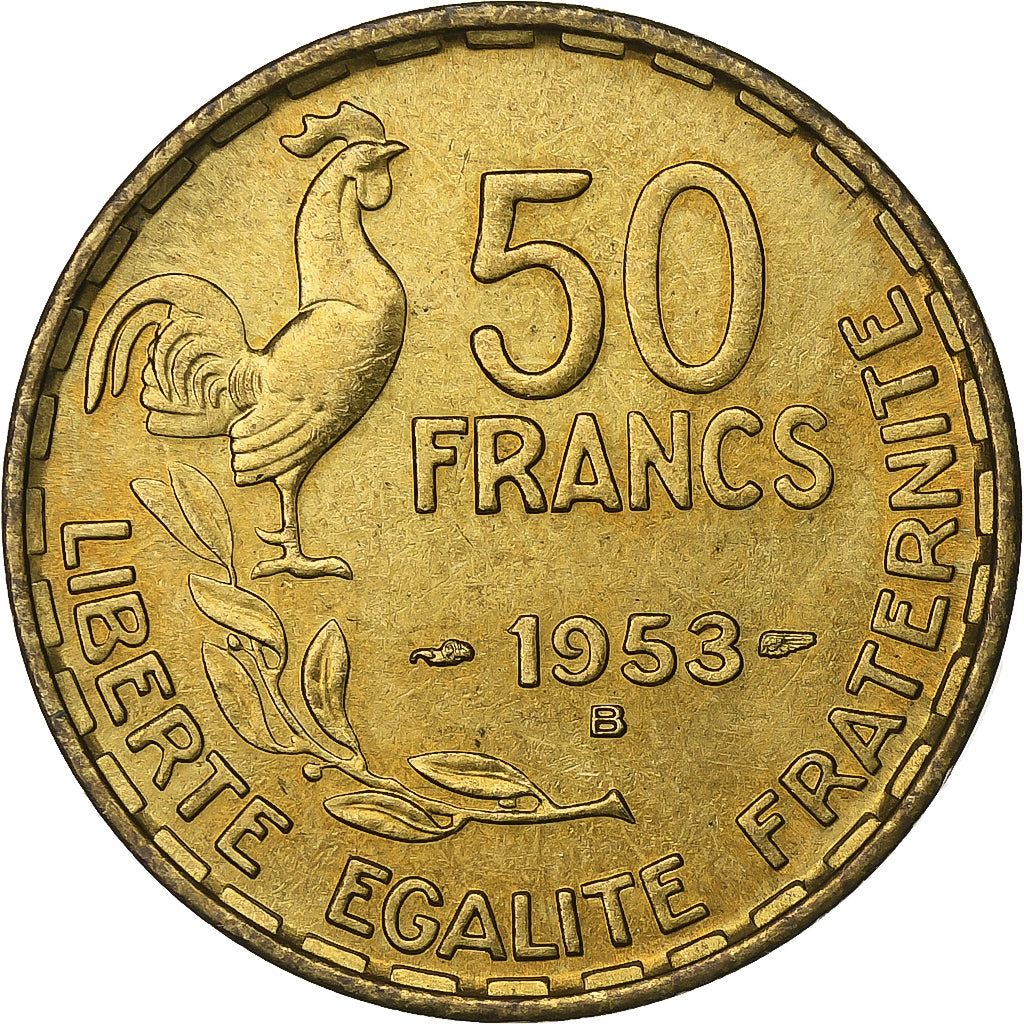 França, 50 Francs, Guiraud, 1953, Beaumont - Le Roger, Alumínio-Bronze