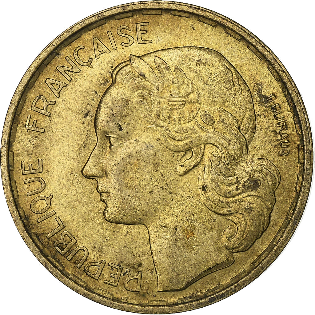 Frankreich, 20 Francs, Guiraud, 1951, Paris, Aluminum-Bronze, SS, KM:917.1