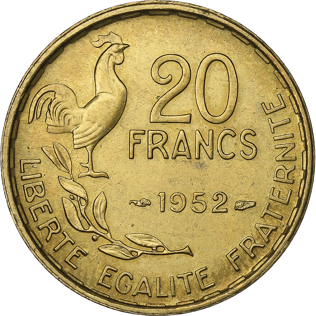 Frankreich, 20 Francs, Guiraud, 1952, Paris, Aluminum-Bronze, VZ, KM:917.1