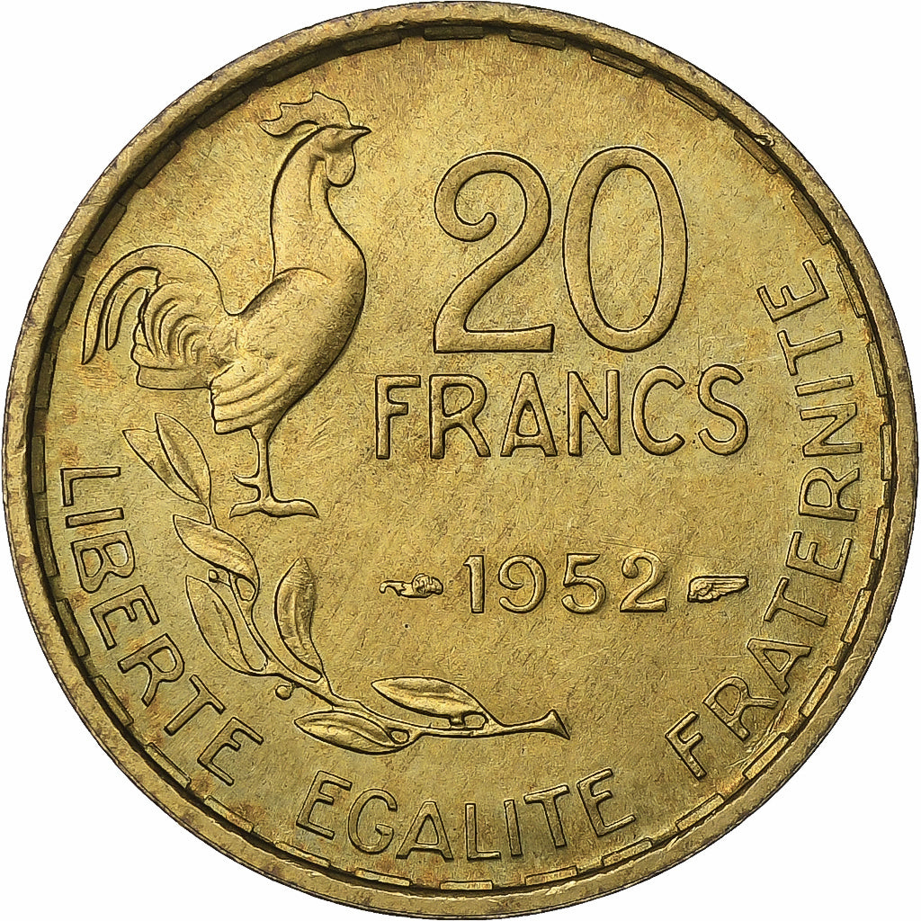 Frankreich, 20 Francs, Guiraud, 1952, Paris, Aluminum-Bronze, VZ+, KM:917.1