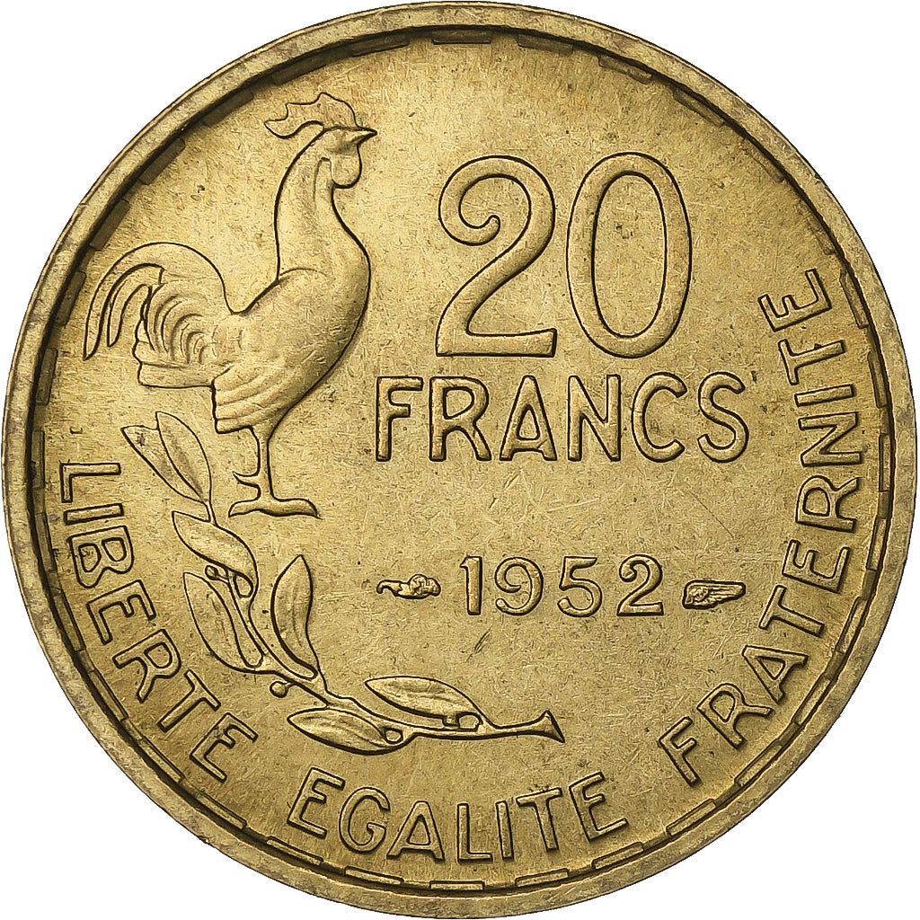 Frankreich, 20 Francs, Guiraud, 1952, Paris, Aluminum-Bronze, SS+, KM:917.1