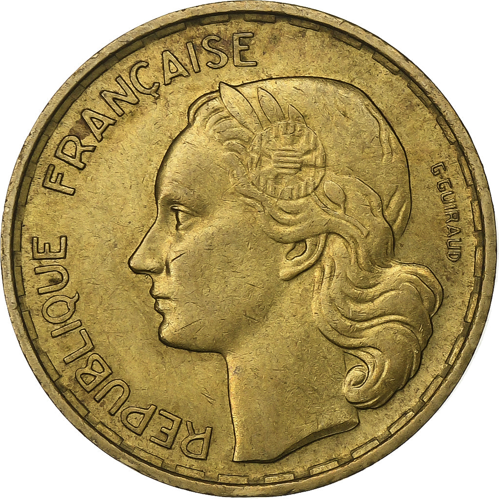 França, 20 Francs, Guiraud, 1953, Paris, Alumínio-Bronze, AU(50-53), KM:917.1