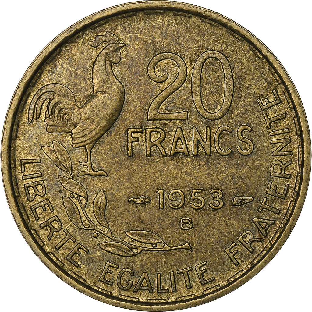 Frankreich, 20 Francs, Guiraud, 1953, Beaumont - Le Roger, Aluminum-Bronze, VZ