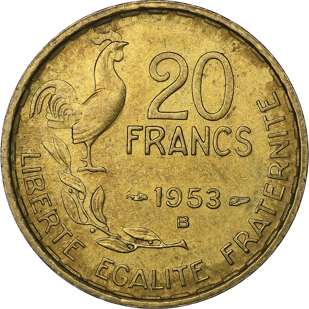 Frankreich, 20 Francs, Guiraud, 1953, Beaumont - Le Roger, Aluminum-Bronze, VZ+