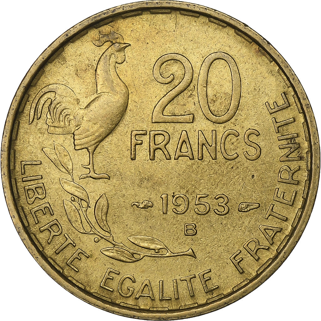 Frankreich, 20 Francs, Guiraud, 1953, Beaumont - Le Roger, Aluminum-Bronze, SS