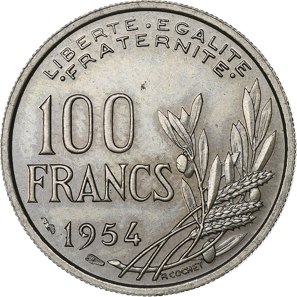Frankreich, 100 Francs, Cochet, 1954, Kupfer-Nickel, VZ+, KM:919.1