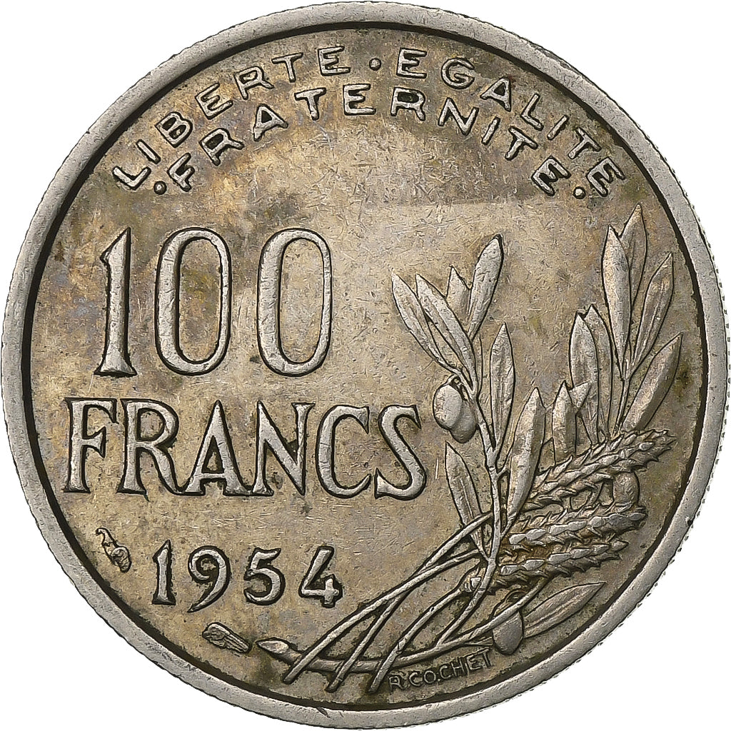 Frankreich, 100 Francs, Cochet, 1954, Kupfer-Nickel, SS, KM:919.1
