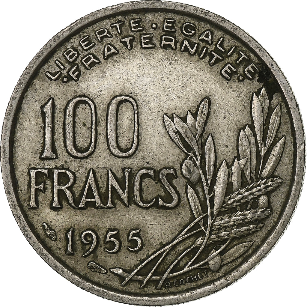 Frankreich, 100 Francs, Cochet, 1955, Kupfer-Nickel, S+, KM:919.1
