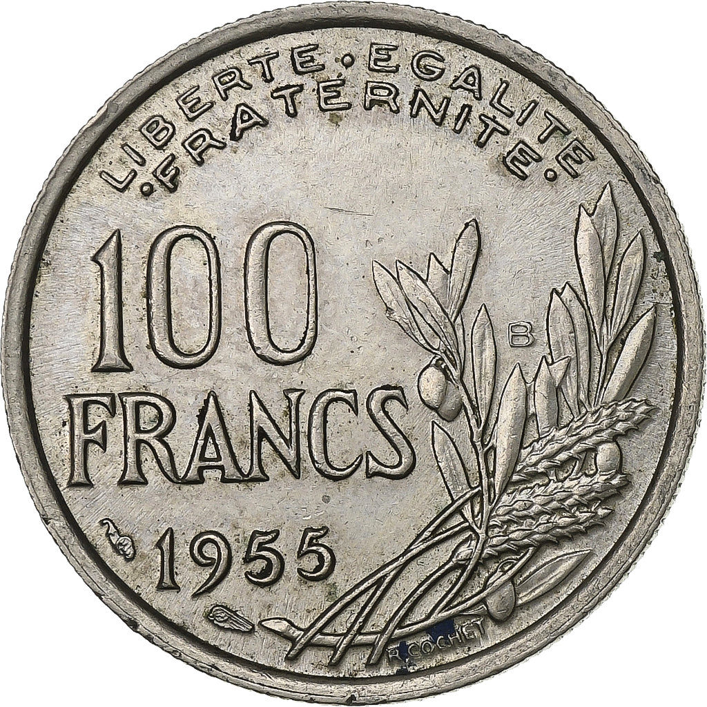 Frankrijk, 100 Francs, Cochet, 1955, Beaumont - Le Roger, Cupro-nikkel, PR