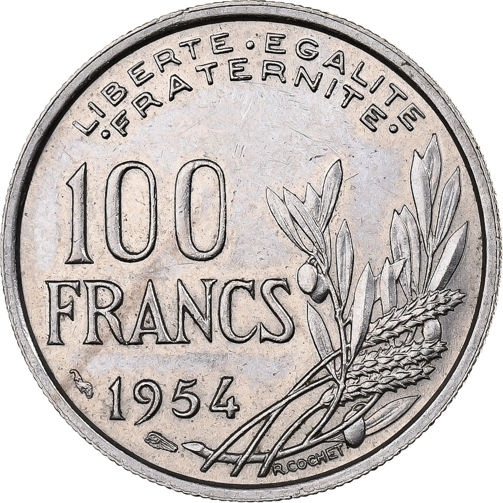 Francia, 100 Francs, Cochet, 1954, Rame-nichel, BB, KM:919.1