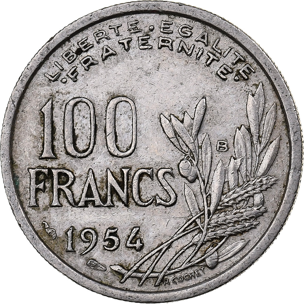 Francia, 100 Francs, Cochet, 1954, Beaumont - Le Roger, Rame-nichel, MB+