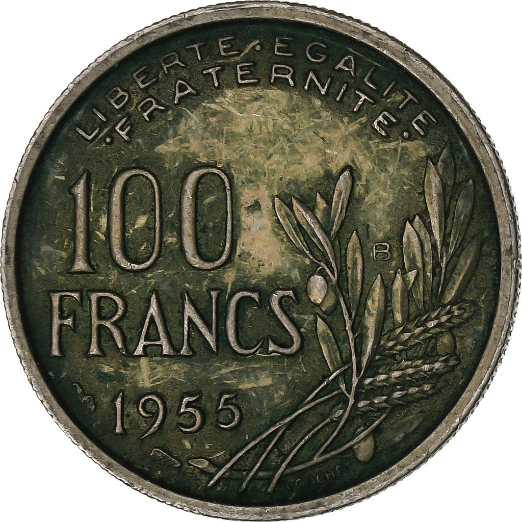 Frankrijk, 100 Francs, Cochet, 1955, Beaumont - Le Roger, Cupro-nikkel, FR+