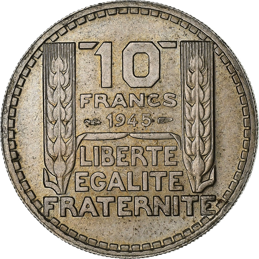 France, 10 Francs, Turin, 1945, Copper-nickel, EF(40-45), KM:908.1