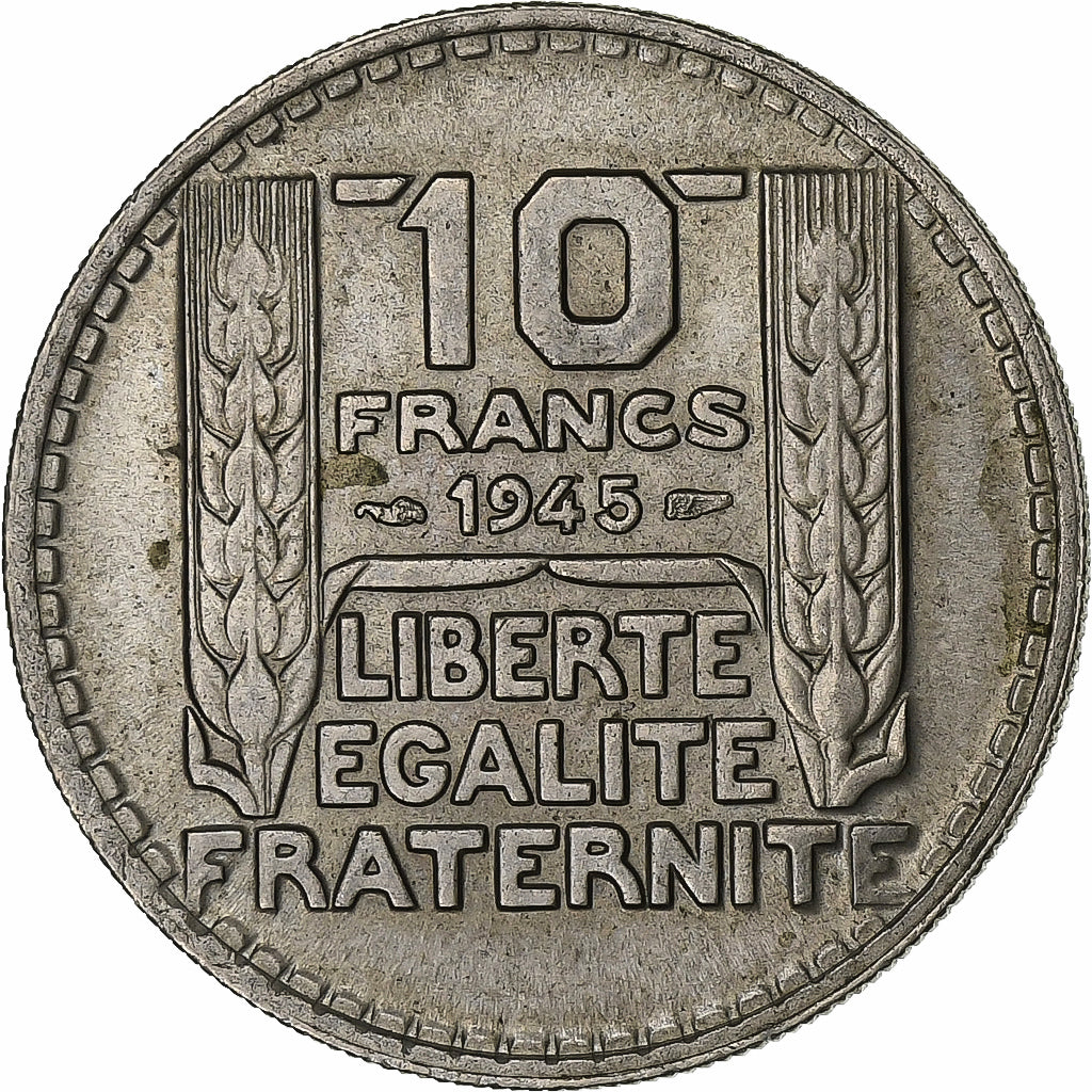 Francja, 10 Francs, Turin, 1945, Miedź-Nikiel, AU(50-53), KM:908.1