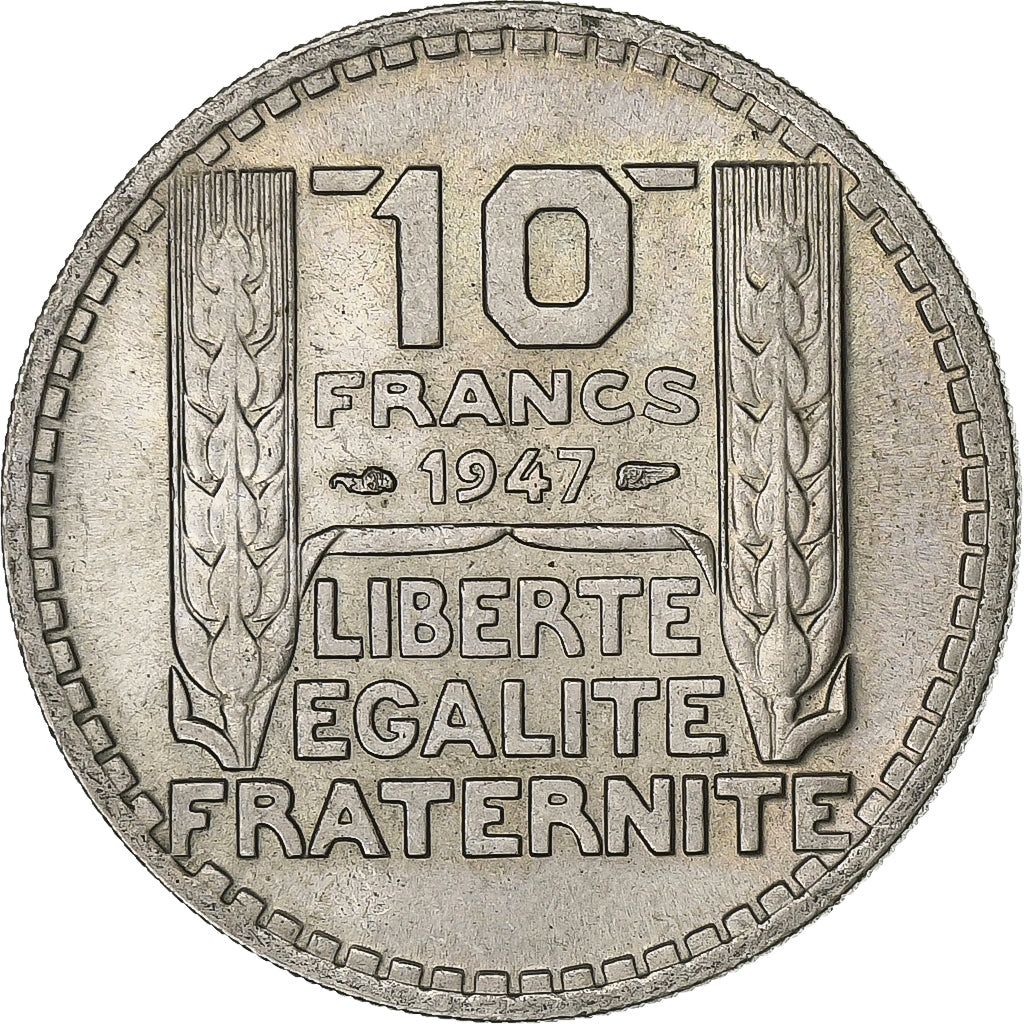 Francia, 10 Francs, Turin, 1947, Cobre - níquel, MBC+, KM:908.1