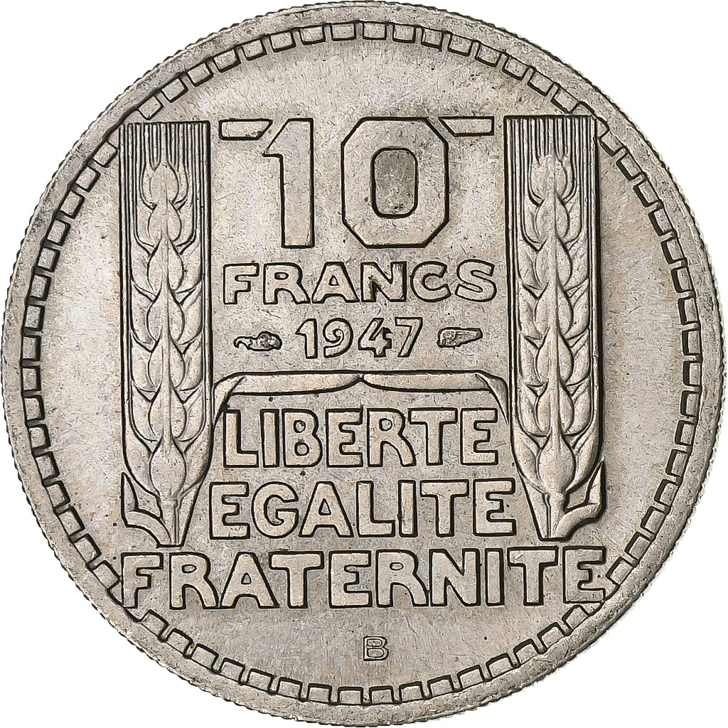 France, 10 Francs, Turin, 1947, Beaumont - Le Roger, Copper-nickel, AU(55-58)