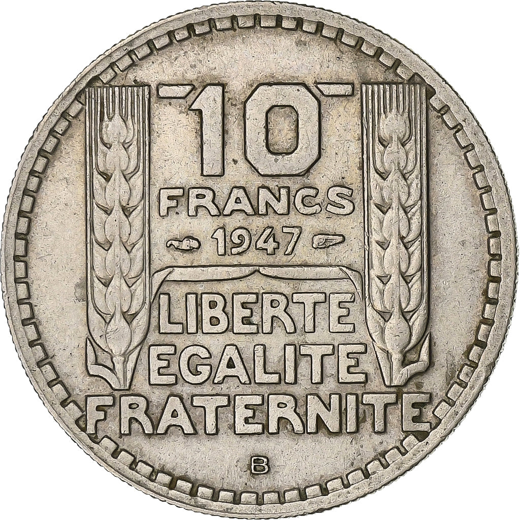 France, 10 Francs, Turin, 1947, Beaumont - Le Roger, Copper-nickel, EF(40-45)