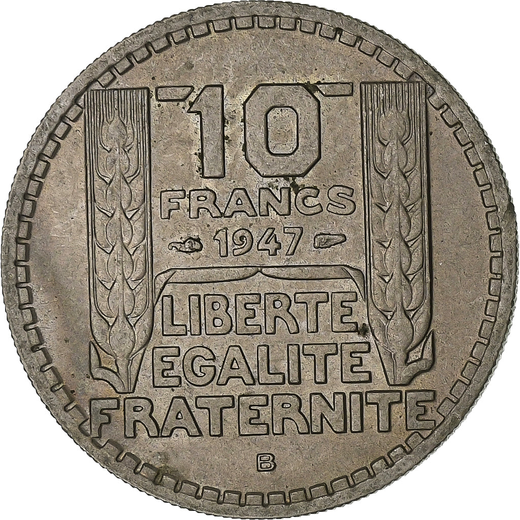 France, 10 Francs, Turin, 1947, Beaumont - Le Roger, Copper-nickel, VF(30-35)
