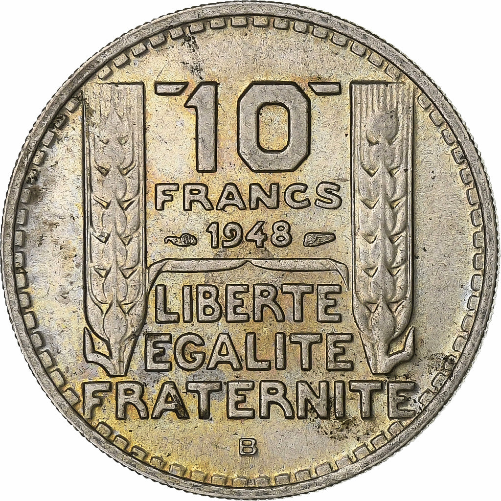 Francia, 10 Francs, Turin, 1948, Beaumont - Le Roger, Rame-nichel, BB, KM:909.2