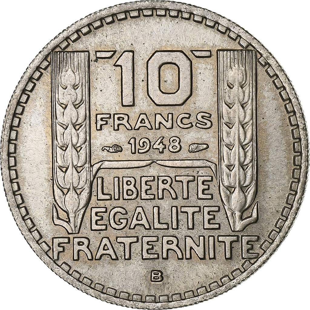 Francia, 10 Francs, Turin, 1948, Beaumont - Le Roger, Rame-nichel, SPL-
