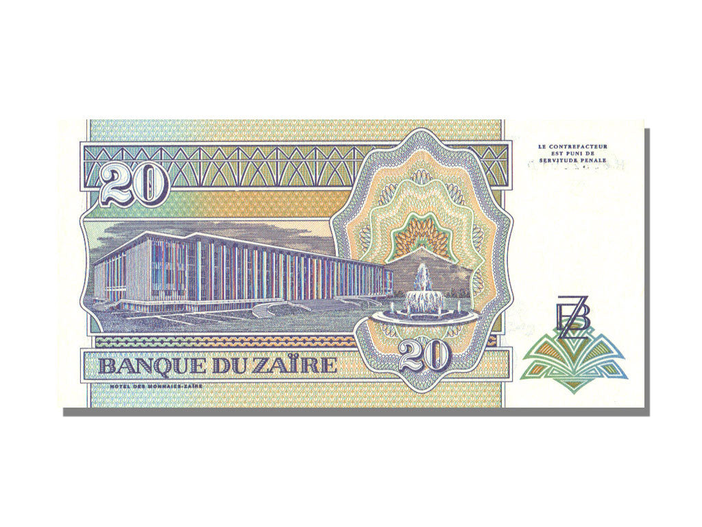 Banknote, Zaire, 20 Nouveaux Zaïres, 1993, 1993-06-24, UNC(65-70)