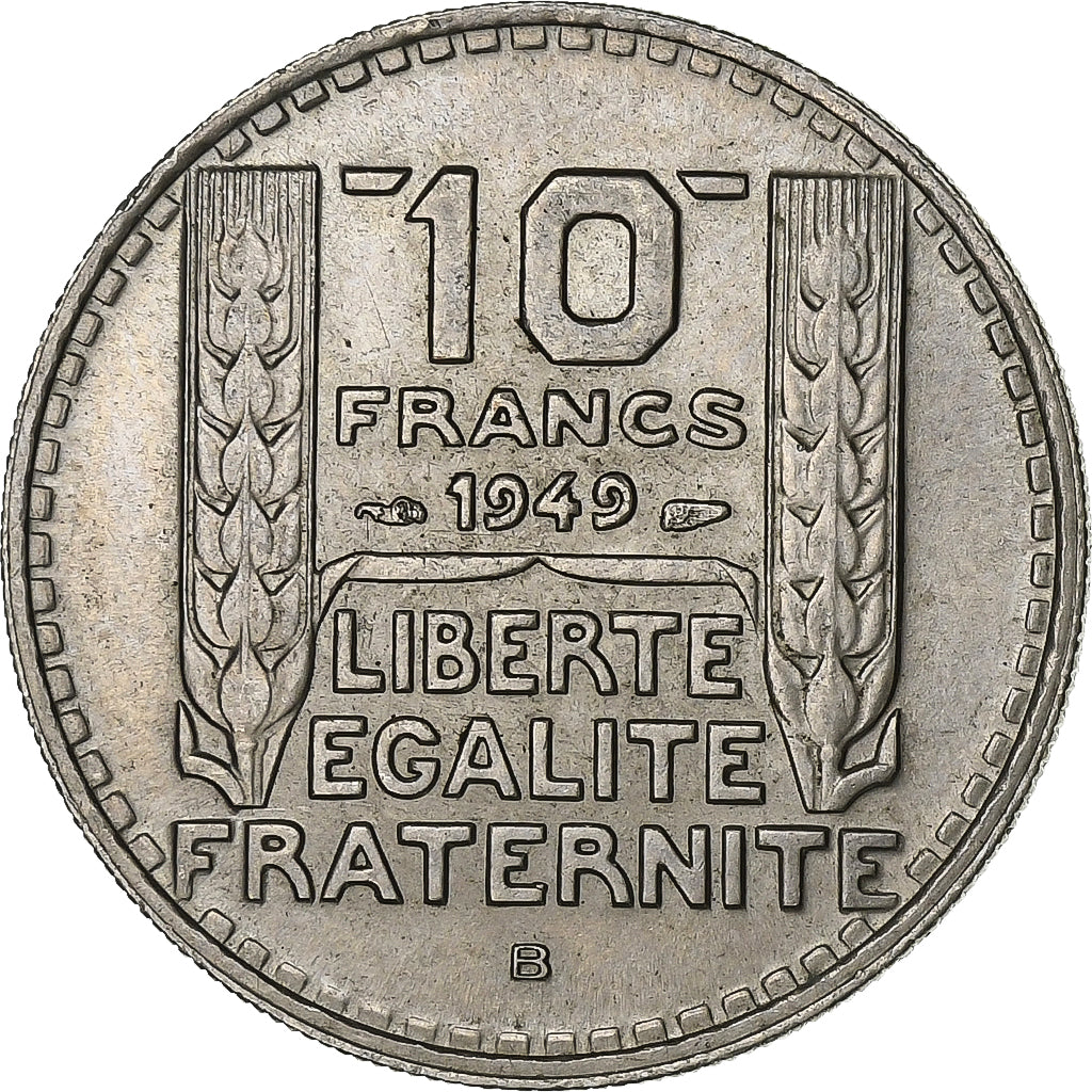 Francia, 10 Francs, Turin, 1949, Beaumont - Le Roger, Rame-nichel, SPL-
