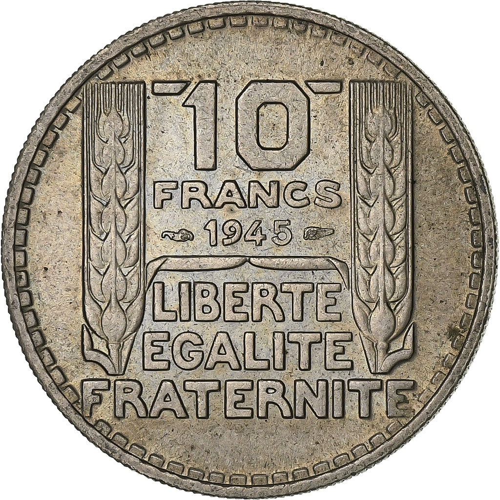 France, 10 Francs, Turin, 1945, Copper-nickel, AU(55-58), KM:908.1