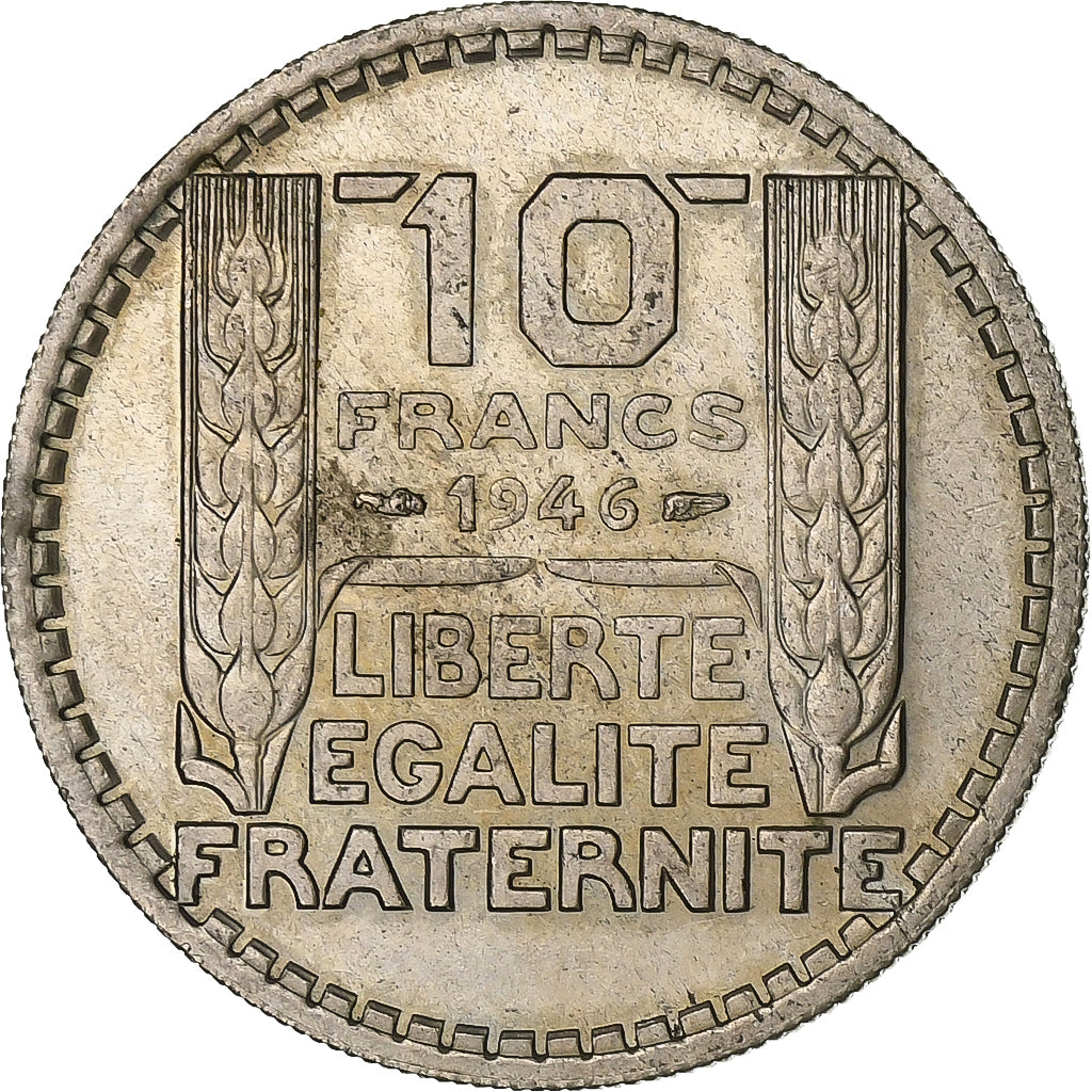 France, 10 Francs, Turin, 1946, Copper-nickel, EF(40-45), KM:908.1