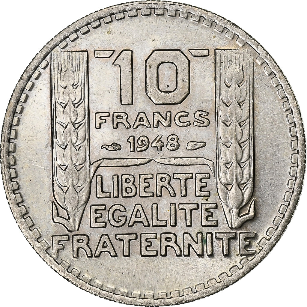 Francja, 10 Francs, Turin, 1948, Beaumont - Le Roger, Miedź-Nikiel, AU(50-53)