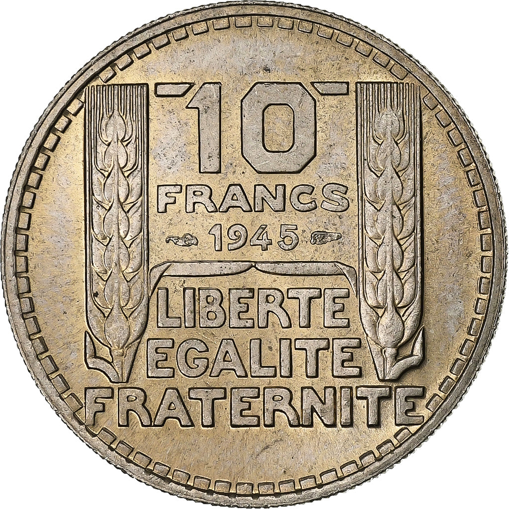 França, 10 Francs, Turin, 1945, Cobre-níquel, MS(60-62), KM:908.1