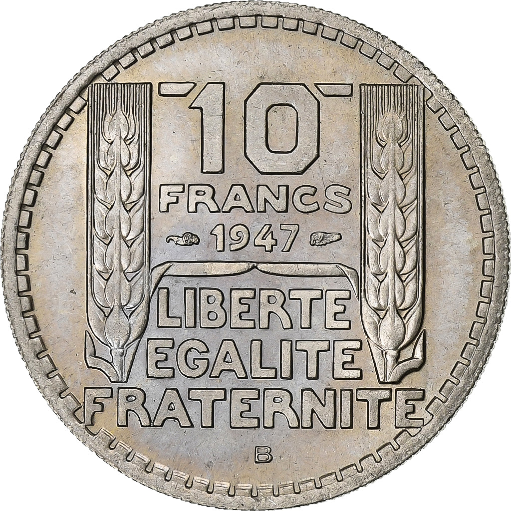 França, 10 Francs, Turin, 1947, Beaumont - Le Roger, Cobre-níquel, MS(60-62)
